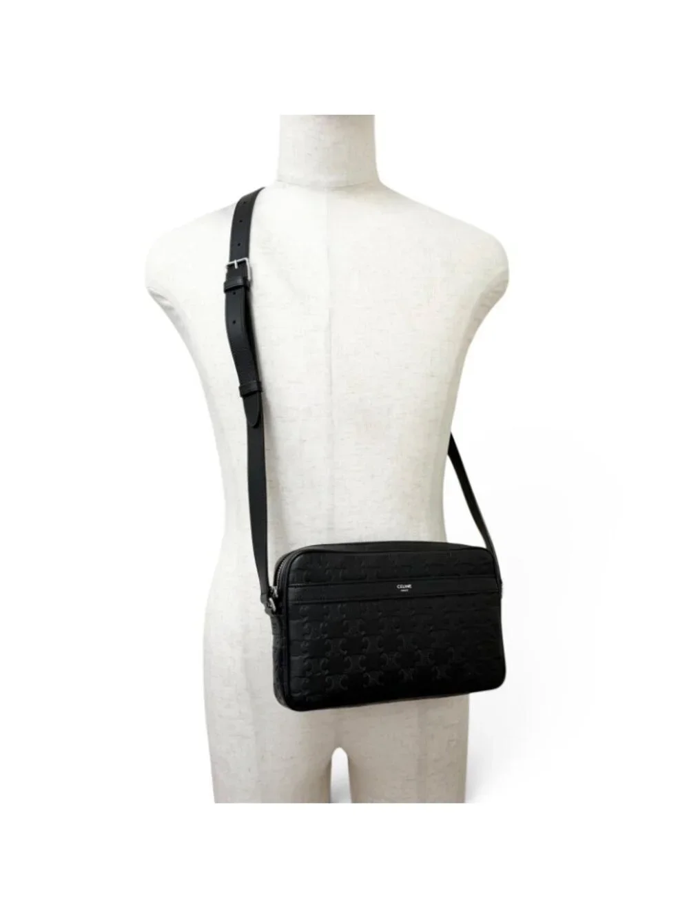 Celine Horizontal Messenger Leather Triomphe Medium Shoulder Bag